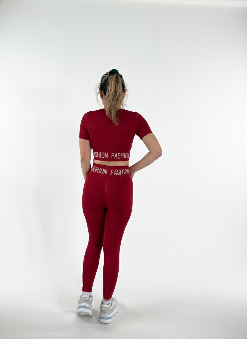 SET FASHION Crop top manga corta + Calza Push up