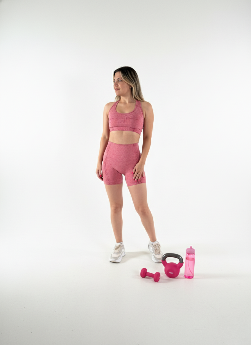 Conjunto Crop Top + Calza Short Control Abdomen