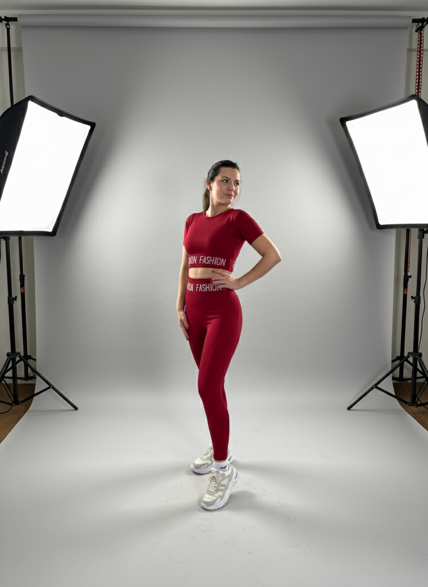 SET FASHION Crop top manga corta + Calza Push up