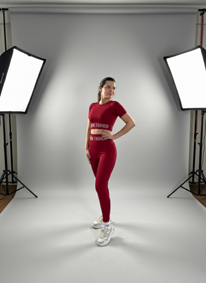 SET FASHION Crop top manga corta + Calza Push up